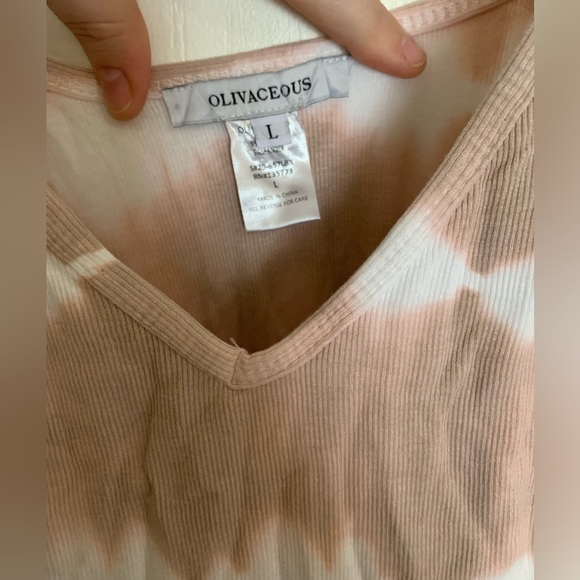 NWOT Olivaceous Pink White Tie Dye Ribbed Bodysuit - Women’s Large - Picture 5 of 7